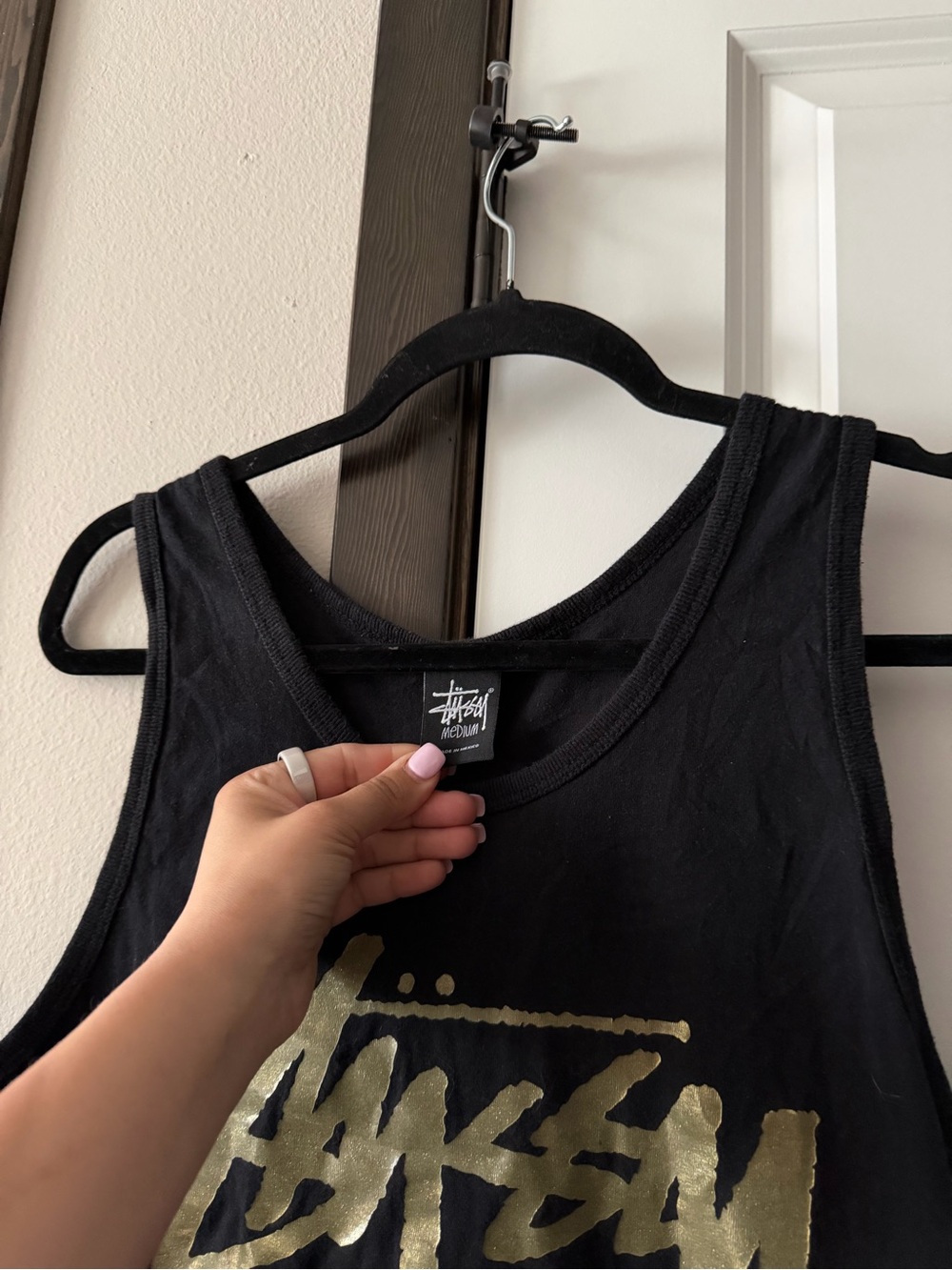 Stussy Black Tank Top with Gold City Logo - Picture 3 of 3